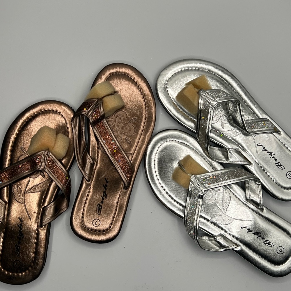 Y2K Chrome Glitter Flip Flops